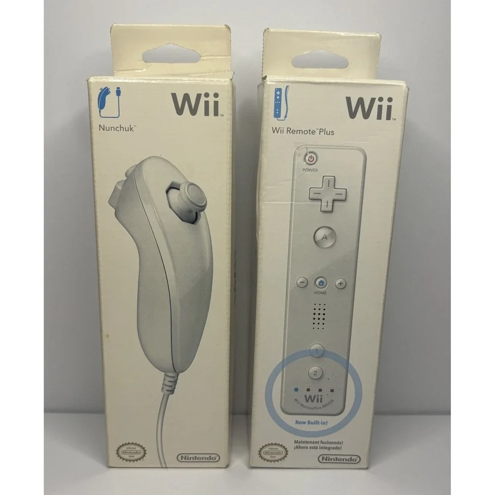 Nintendo Wii Remote Plus Controller and Nunchuck OEM Factory Sealed White MINT